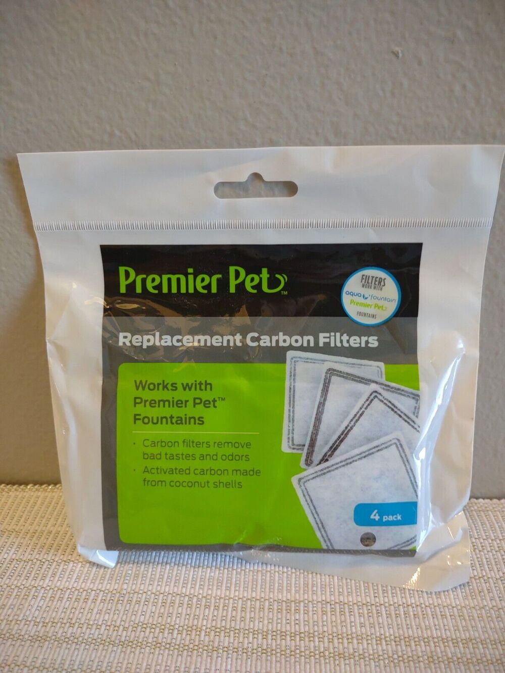 Genuine Premier Pet 4-PK Replacement Carbon Water Filters Premier Pet Fountains